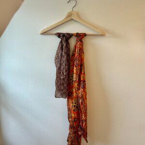 Lot of 2 Indian print silk scarves